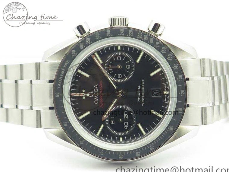 0306 TechFriendly SpeedMaster MoonWatch SS OMF 1:1 Best Edition Black Red Dial On SS Bracelet A9300 V 8092